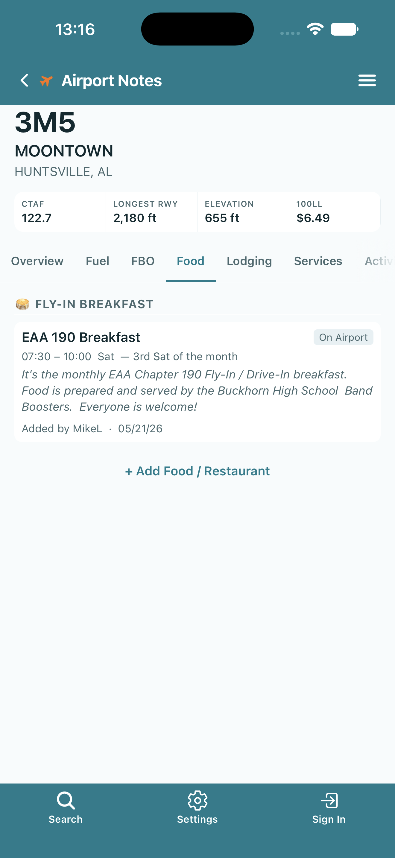Fly-in dining screen